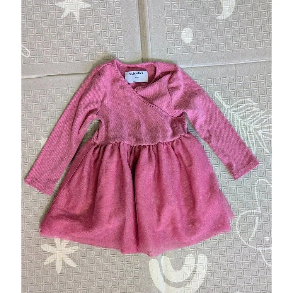Old Navy Toddler Girl Dresses 18-24M Lot of 3 Pink Peach Black Tulle Party